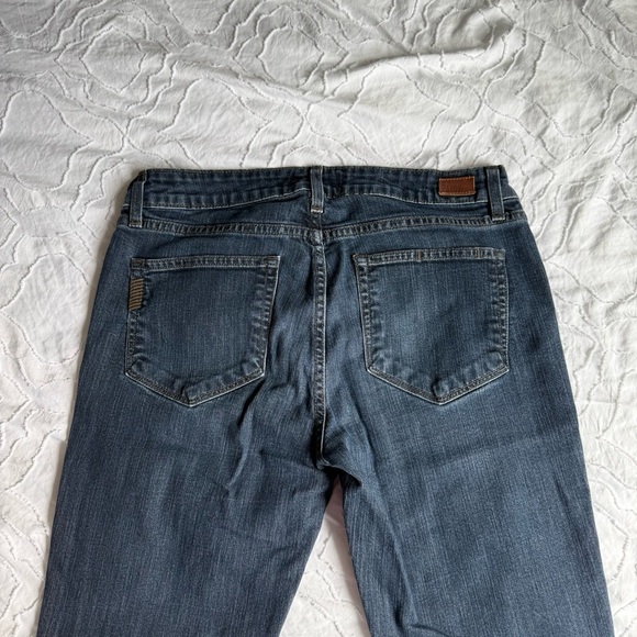 PAIGE Women's Skinny Jeans Dark Blue Wash With Ankle Slits - Picture 9 of 10